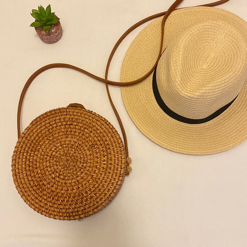 Round Rattan Crossbody - Picture 2 of 8